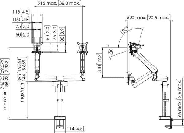 MOMO 4237 Monitorarm Motion Plus til 2 skærme med justerbart multisystem (sort)