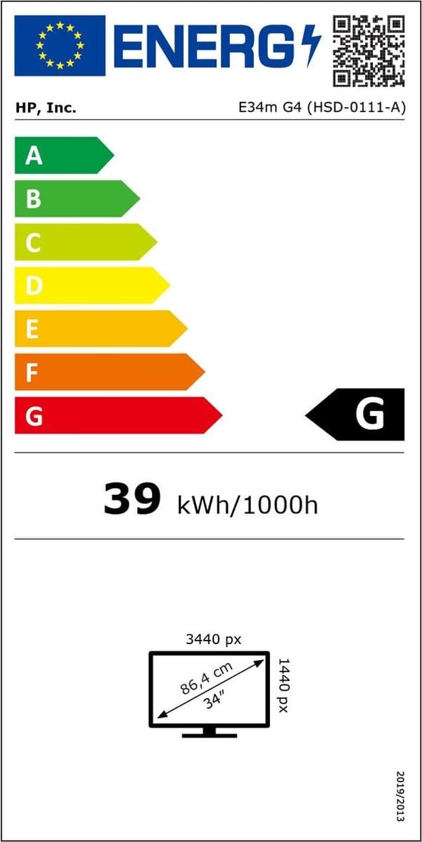Bildskärm HP 40Z26AA#ABB 34" VA 75 Hz 50-60 Hz 34"