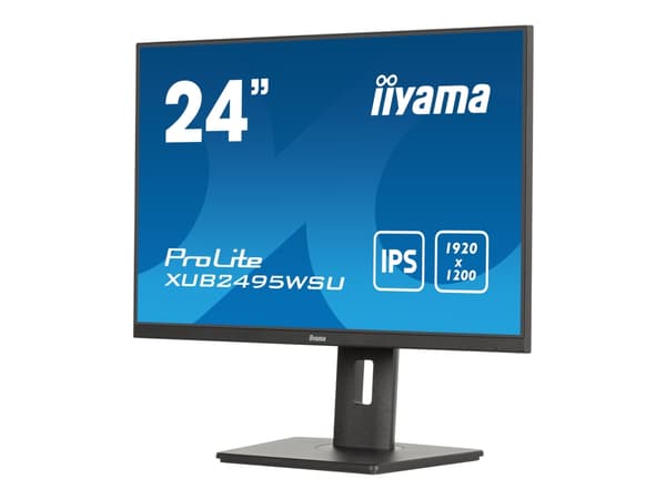 iiyama ProLite XUB2495WSU-B7 - LED-skjerm - 24" (24.1" synlig) - 1920 x 1200 WUXGA @ 75 Hz - IPS - 300 cd/m² - 1000:1 - 4 ms - HDMI, DisplayPort - hø Sort
