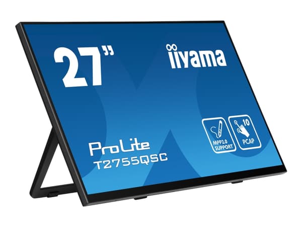 iiyama ProLite T2755QSC-B1 - LED-skjerm - 27" - berøringsskjerm - 2560 x 1440 WQHD @ 75 Hz - IPS - 400 cd/m² - 1000:1 - 5 ms - HDMI, DisplayPort - hø