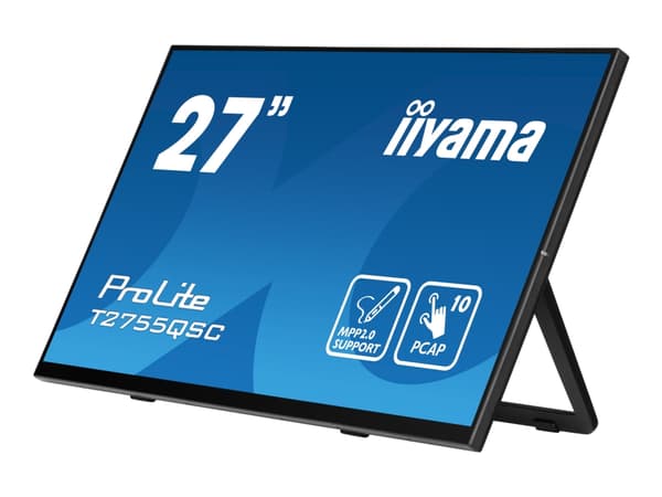 iiyama ProLite T2755QSC-B1 - LED-skjerm - 27" - berøringsskjerm - 2560 x 1440 WQHD @ 75 Hz - IPS - 400 cd/m² - 1000:1 - 5 ms - HDMI, DisplayPort - hø