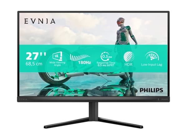Philips Evnia 3000 27M2N3500NL - LED-skjerm - gaming - 27" - 2560 x 1440 QHD @ 180 Hz - VA - 300 cd/m² - 5000:1 - HDR10 - 0.5 ms - 2xHDMI, DisplayPor