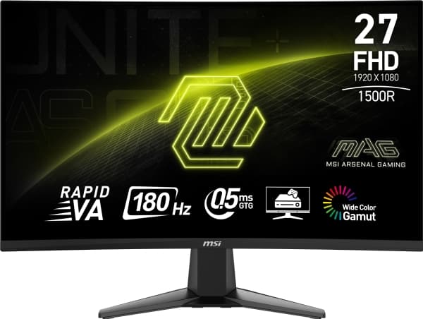 MSI MAG 27C6F, 68,6 cm (27"), 1920 x 1080 piksler, Full HD, LCD, 1 ms, Sort
