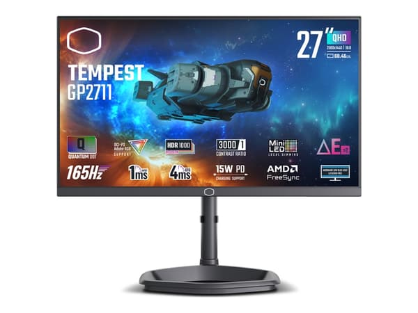 Cooler Master Tempest GP2711 - LED-skjerm - gaming - 27" - 2560 x 1440 2K @ 165 Hz - VA - 1500 cd/m² - 3000:1 - HDR1000 - 1 ms - 2xHDMI, DisplayPort,