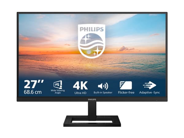 Philips 27E1N1800AE - 1000 Series - LED-skärm - 27" - 3840 x 2160 4K @ 60 Hz - IPS - 350 cd/m² - 1000:1 - HDR10 - 4 ms - 2xHDMI, DisplayPort - högtal