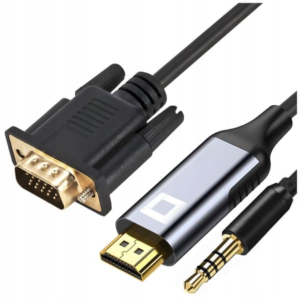 Co2 Kabel VGA - Hdmi Adapter Konverterare Adapter Audio Full HD 60Hz