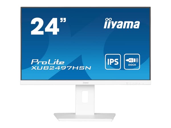 iiyama ProLite XUB2497HSN-W1 - LED-skärm - 24" (23.8" visbar) - 1920 x 1080 Full HD (1080p) @ 100 Hz - IPS - 250 cd/m² - 1300:1 - 1 ms - HDMI, Displa Vit