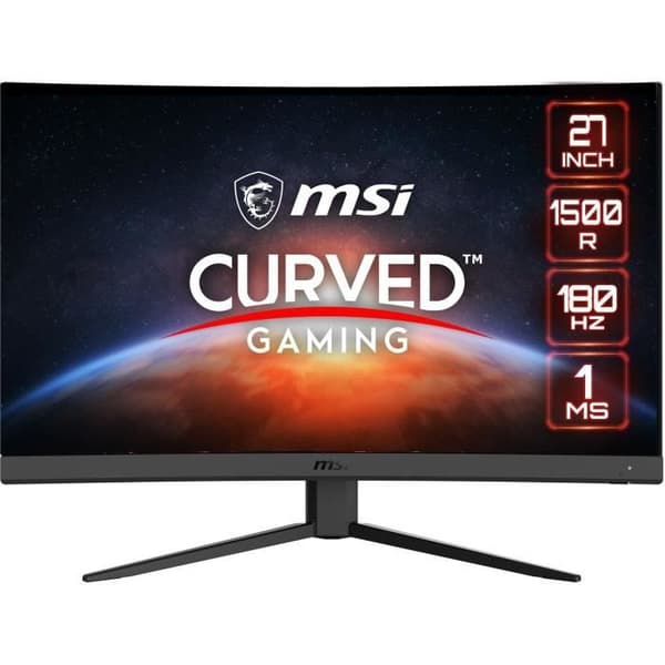 PC Gamer Monitor - MSI - G27C4 E3 - 27" - Rapid VA-panel - FHD - 1 ms - 180 Hz - Adaptive Sync - DP + HDMI - VESA-kompatibel Svart