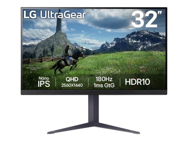 LG UltraGear 32GS85QX-B - LED-skärm - spel - 32" (31.5" visbar) - 2560 x 1440 QHD @ 180 Hz - Nano IPS - 350 cd/m² - HDR10 - 1 ms - 2xHDMI, DisplayPor Svart