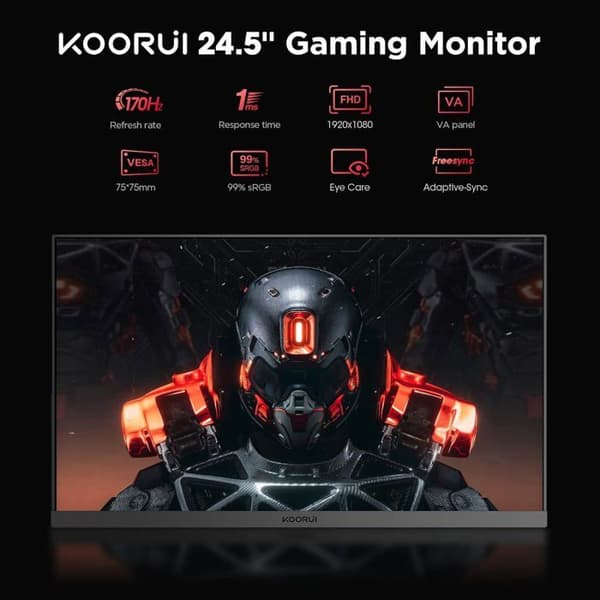 PC-spelskärm - KOORUI 25E3A - 24,5" FHD - VA-panel - 170 Hz - 1 ms - 2xHDMI 1.4, 1xDisplayPort