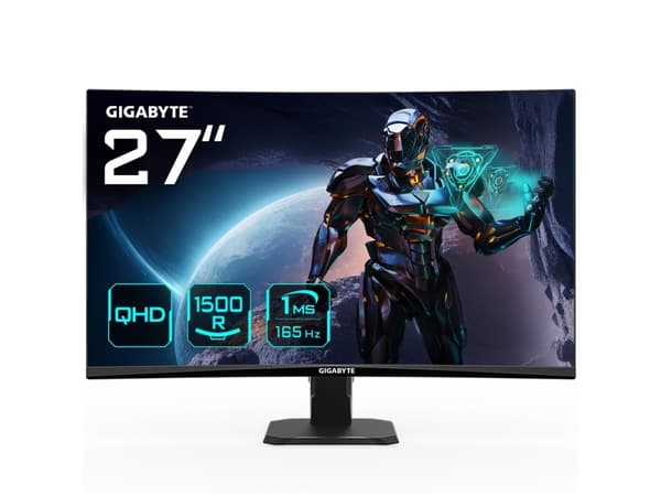 Gigabyte GS27QC - LED-skärm - spel - böjd - 27" - 2560 x 1440 QHD @ 170 Hz - SS VA - 250 cd/m² - 4000:1 - 1 ms - 2xHDMI, DisplayPort