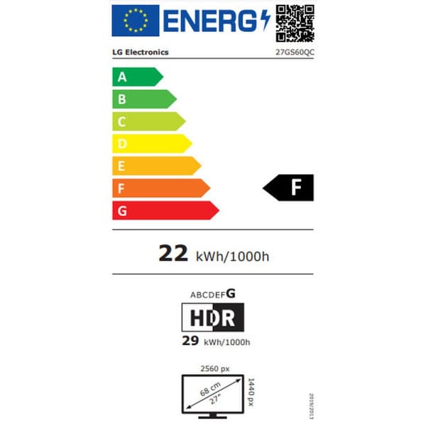 Pelinäyttö LG 27GS60QC-B Quad HD 27" 144 Hz 50 - 60 Hz 180 Hz