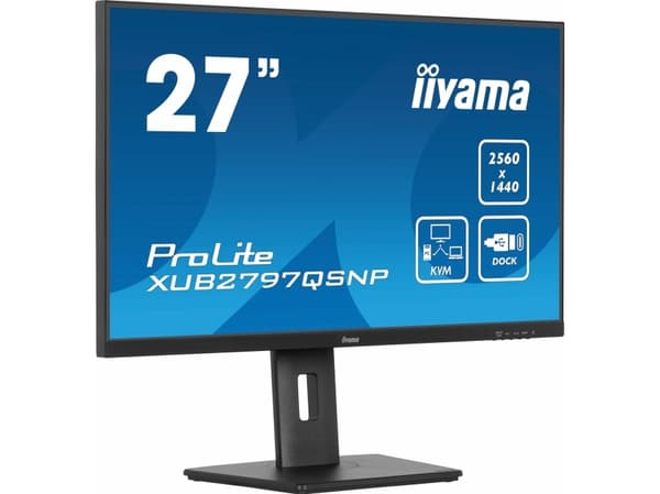 iiyama ProLite XUB2797QSNP-B1 - LED-skjerm - 27" - 2560 x 1440 WQHD @ 100 Hz - IPS - 300 cd/m² - 1300:1 - 1 ms - HDMI, DisplayPort - høyttalere - mat
