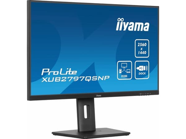 iiyama ProLite XUB2797QSNP-B1 - LED-skjerm - 27" - 2560 x 1440 WQHD @ 100 Hz - IPS - 300 cd/m² - 1300:1 - 1 ms - HDMI, DisplayPort - høyttalere - mat