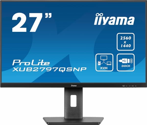 iiyama ProLite XUB2797QSNP-B1 - LED-skjerm - 27" - 2560 x 1440 WQHD @ 100 Hz - IPS - 300 cd/m² - 1300:1 - 1 ms - HDMI, DisplayPort - høyttalere - mat