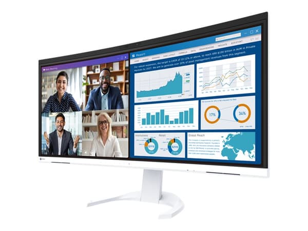 EIZO FlexScan EV3450XC-WT - Med FlexStand - LED-skärm - böjd - 34" (34.1" visbar) - 3440 x 1440 UWQHD - IPS - 300 cd/m² - 1000:1 - 5 ms - 2xHDMI, Dis Vit