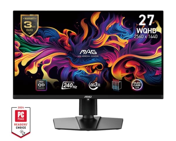 MSI MAG 271QPXDE QD-OLED E2 - OLED-monitor - spel - 27" (26.5" visbar) - 2560 x 1440 WQHD @ 240 Hz - 1000 cd/m² - 1500000:1 - DisplayHDR 400 True Bla