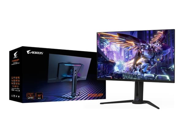 AORUS FO32U2P - OLED-monitor - 32" (31.5" visbar) - 3840 x 2160 4K @ 240 Hz - 1000 cd/m² - 1500000:1 - DisplayHDR 400 True Black - 0.03 ms - 2xHDMI, Svart