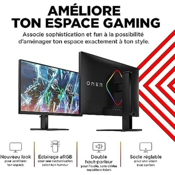HP OMEN 27qs Gaming Monitor - QHD 240Hz 1ms - AMD FreeSync Premium - HDR - Justerbar höjd