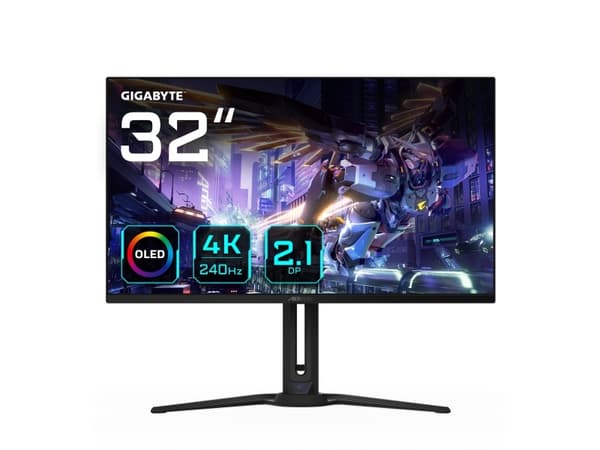 AORUS FO32U2P - OLED-monitor - spel - 32" (31.5" visbar) - 3840 x 2160 UHD @ 240 Hz - 1000 cd/m² - 1500000:1 - DisplayHDR 400 True Black - 0.03 ms -