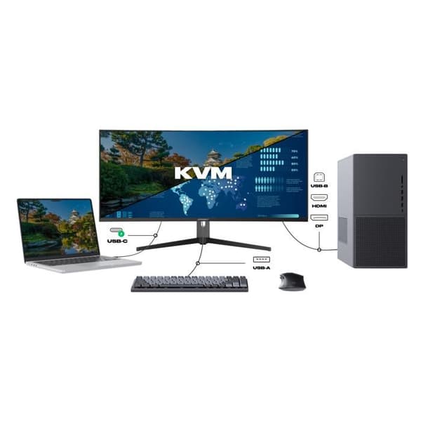 Kurvad PC-skärm | 37,5" | UWQHD+ | IPS-panel | USB-C (+ laddning 65W)