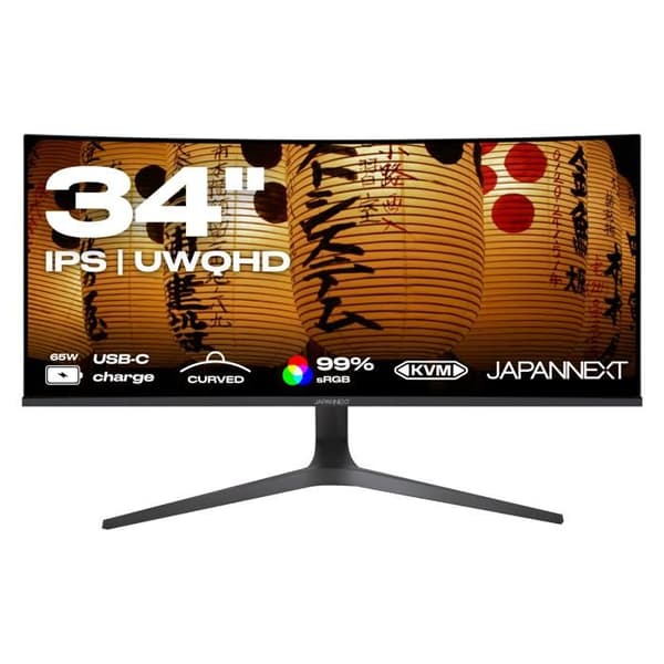 Böjd PC-skärm | 34" | UWQHD | IPS-panel | USB-C (+ 65W laddning)