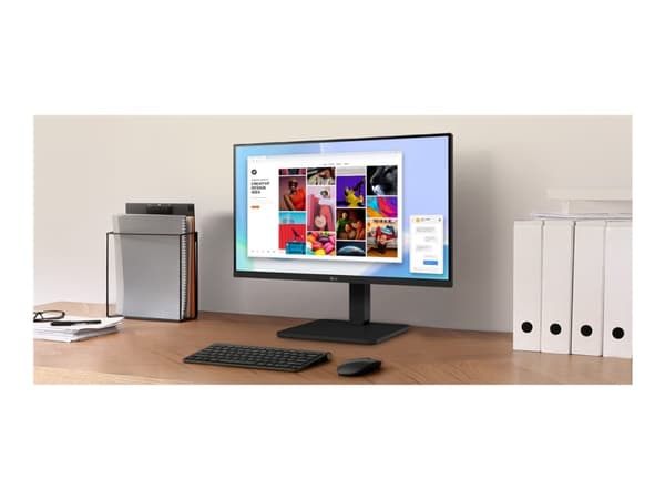 LG 24BA450-B - LED-skjerm - 24" (23.8" synlig) - 1920 x 1080 Full HD (1080p) @ 100 Hz - IPS - 250 cd/m² - 1300:1 - 5 ms - HDMI, VGA, DisplayPort - hø