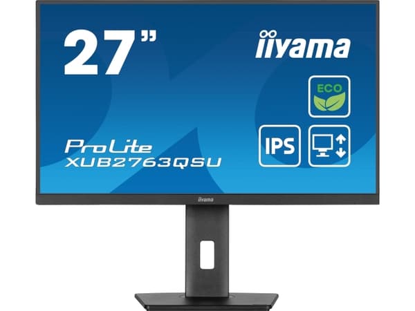 iiyama ProLite XUB2763QSU-B1 - LED-skjerm - 27" - 2560 x 1440 QHD @ 100 Hz - IPS - 350 cd/m² - 1500:1 - 2 ms - HDMI, DisplayPort - høyttalere - svart