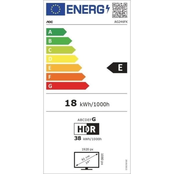 PC-skärm - AOC - AG246FK - 24" FHD - TN-panel - 540Hz - 0,5ms - Justerbar i höjdled - 2 HDMI 1 DP - Adaptive Sync - Svart