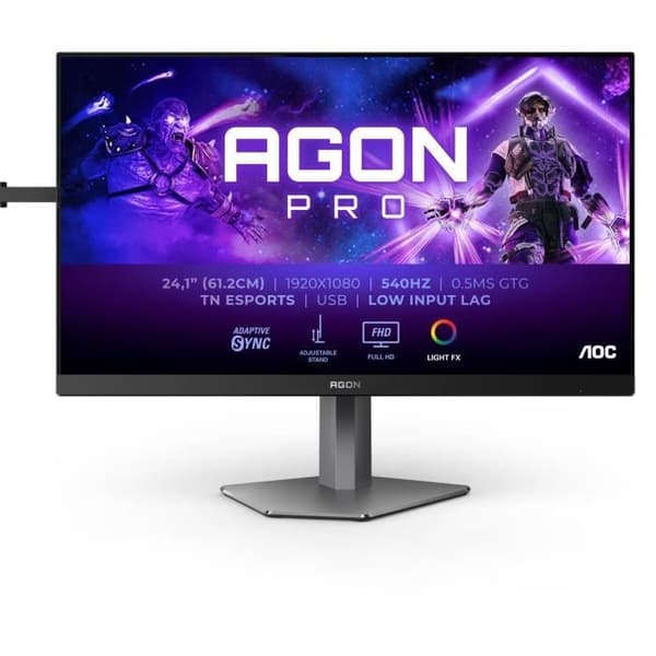 PC-skärm - AOC - AG246FK - 24" FHD - TN-panel - 540Hz - 0,5ms - Justerbar i höjdled - 2 HDMI 1 DP - Adaptive Sync - Svart