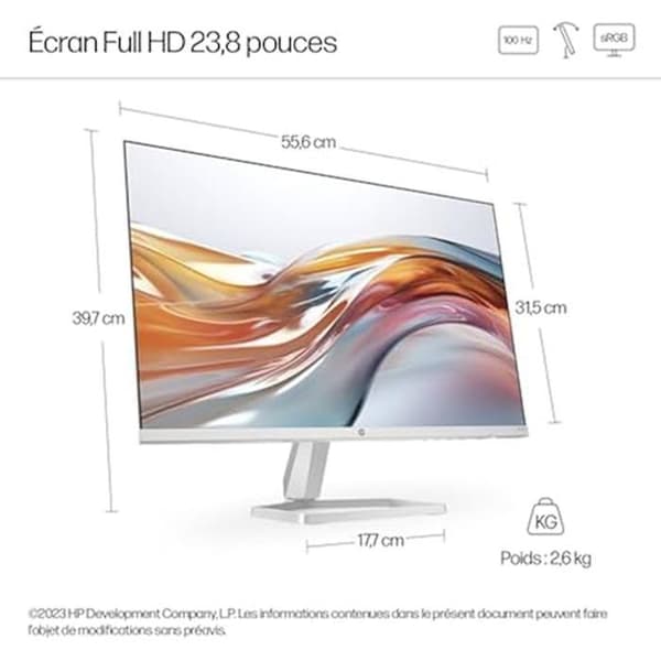 HP 524sw skärm - Full HD IPS 100Hz 5ms - Vit