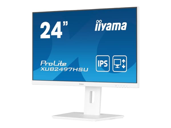 iiyama ProLite XUB2497HSU-W2 - LED-skärm - 24" (23.8" visbar) - 1920 x 1080 Full HD (1080p) @ 100 Hz - IPS - 250 cd/m² - 1300:1 - 1 ms - HDMI, Displa Vit