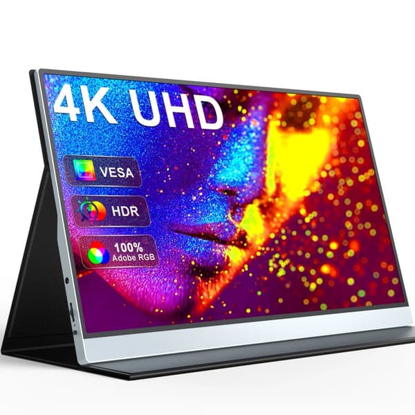 4K Skærm, 15,6 Tommer, IPS Panel,EU-stik, 4K skærm