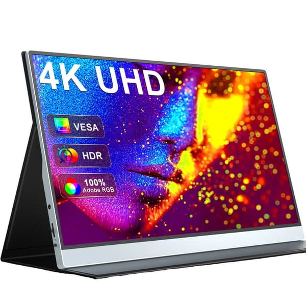 4K Skærm, 15,6 Tommer, IPS Panel,EU-stik, 4K skærm
