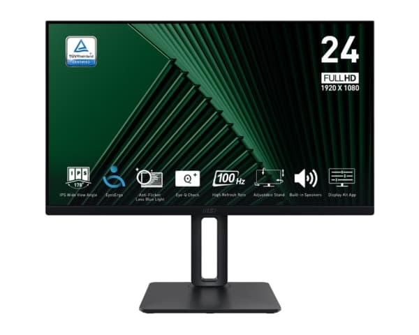 MSI PRO MP245PG 60cm 23,8" FHD IPS 4ms 100hz Pivot svart - flatskjerm (TFT/LCD) - 23,8" Sort