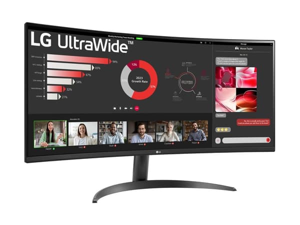LG UltraWide 34WR50QK-B - LED-skjerm - kurvet - 34" - 3440 x 1440 WQHD @ 100 Hz - VA - 300 cd/m² - 3000:1 - HDR10 - 5 ms - 2xHDMI, DisplayPort