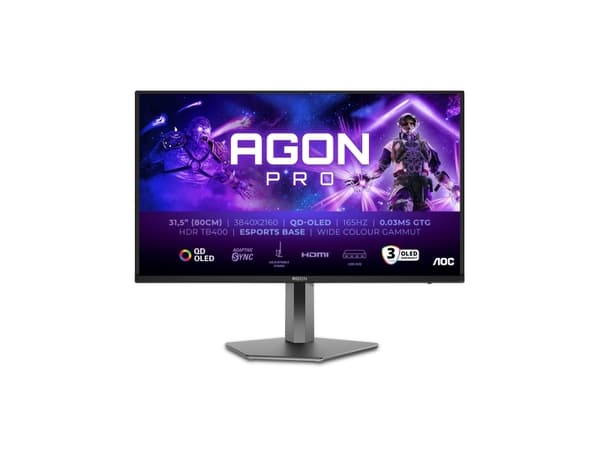 AOC AGON PRO AG326UD, 80 cm (31.5"), 3840 x 2160 pixlar, 4K Ultra HD, QDOLED, 0,03 ms, Svart