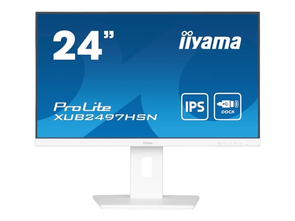 iiyama ProLite XUB2497HSN-W2 - LED-skärm - 24" (23.8" visbar) - 1920 x 1080 Full HD (1080p) @ 100 Hz - IPS - 300 cd/m² - 1300:1 - 1 ms - HDMI, Displa Vit