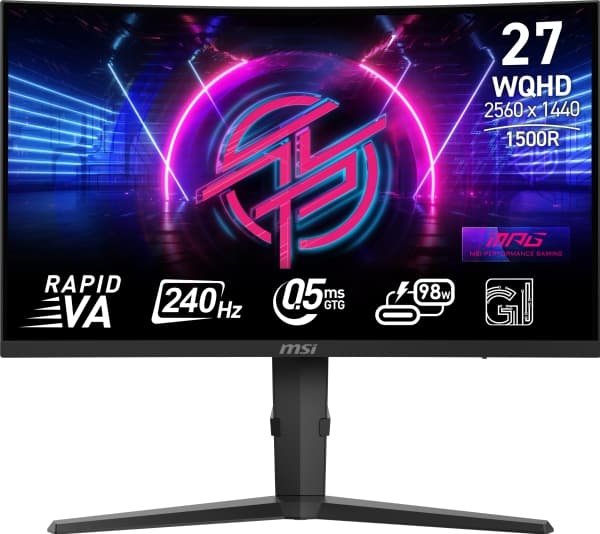MSI MPG 275CQRXFDE - LED-skärm - spel - böjd - 27" - 2560 x 1440 WQHD @ 240 Hz - Rapid VA - 400 cd/m² - 4000:1 - DisplayHDR 400 - 0.5 ms - 2xHDMI, Di