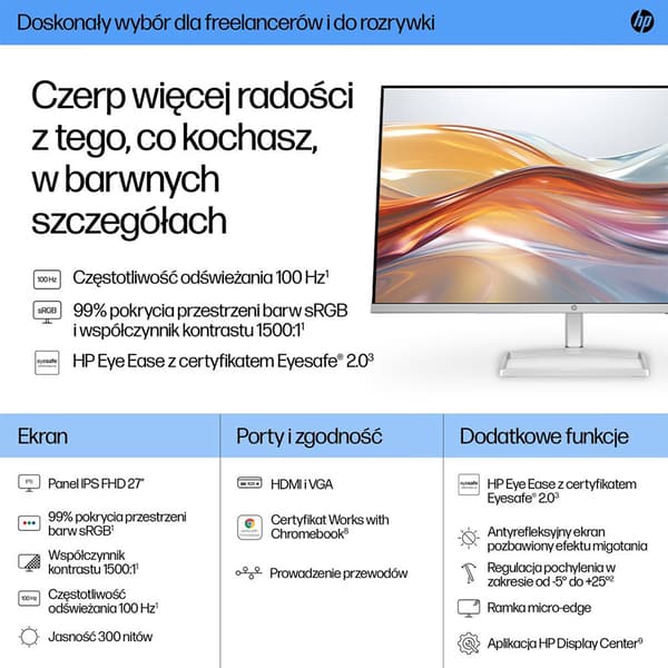 Hp 94f44e9 27´´ Full Hd Ips Lcd 100hz Skärm