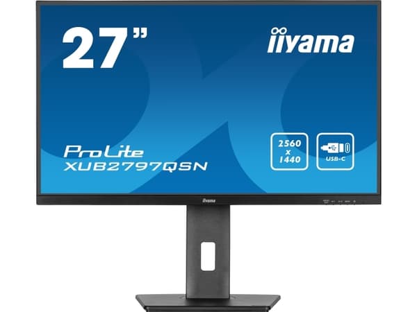 iiyama ProLite XUB2797QSN-B2 - LED-skjerm - 27" - 2560 x 1440 QHD @ 100 Hz - IPS - 300 cd/m² - 1300:1 - 1 ms - HDMI, DisplayPort, USB-C - høyttalere