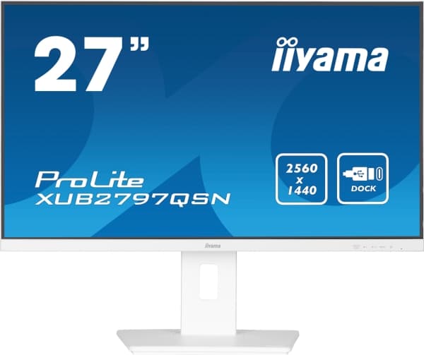 iiyama ProLite XUB2797QSN-W2 - LED-skärm - 27" - 2560 x 1440 QHD @ 100 Hz - IPS - 300 cd/m² - 1300:1 - 1 ms - HDMI, DisplayPort, USB-C - högtalare -