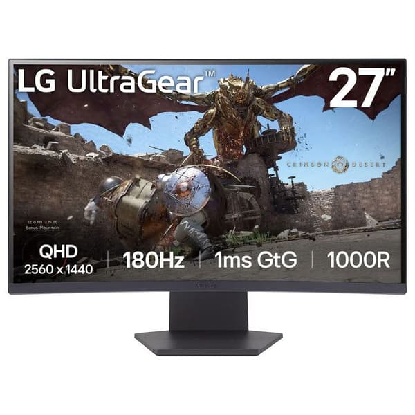 2,5K PC-skärm med 2560 x 1440 pixlar, 1 ms svarstid, böjd VA-panel, 180 Hz, HDR10, FreeSync. Svart