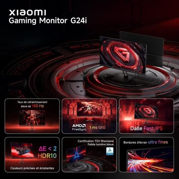 Gaming PC-skärm - XIAOMI - G24i - 23,8" - Fast IPS - 180 Hz - 1 ms - Svart