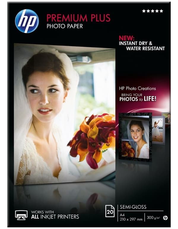 HP original Premium Plus Semi-gloss Photo Paper white 300g/m2 A4 20 sheets 1-pack