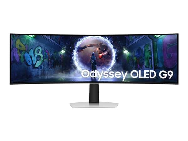 Samsung Odyssey OLED G9 S49DG934SU - G93SD Series - OLED-skjerm - gaming - kurvet - 49" - 5120 x 1440 Dual Quad HD @ 240 Hz - 250 cd/m² - 1000000:1 - Sølv