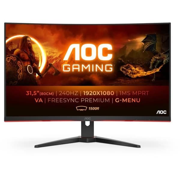PC Gamer-skärm - AOC - C32G2ZE/BK - 31,5" VA Curved FHD 0,5ms 240Hz HDMI DisplayPort Pivot Freesync