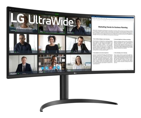 LG UltraWide 34WR55QK-B - LED-skjerm - kurvet - 34" - 3440 x 1440 WQHD @ 100 Hz - VA - 300 cd/m² - 3000:1 - HDR10 - 5 ms - 2xHDMI, DisplayPort, USB-C