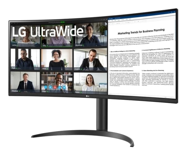 LG UltraWide 34WR55QK-B - LED-skjerm - kurvet - 34" - 3440 x 1440 WQHD @ 100 Hz - VA - 300 cd/m² - 3000:1 - HDR10 - 5 ms - 2xHDMI, DisplayPort, USB-C