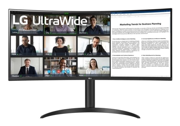 LG UltraWide 34WR55QK-B - LED-skjerm - kurvet - 34" - 3440 x 1440 WQHD @ 100 Hz - VA - 300 cd/m² - 3000:1 - HDR10 - 5 ms - 2xHDMI, DisplayPort, USB-C